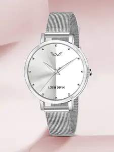 LOUIS DEVIN Women Brass Dial & Stainless Steel Straps Analogue Watch LD-L144-SLV-CH