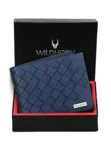 WildHorn Men Geometric Textured Leather Two Fold Wallet