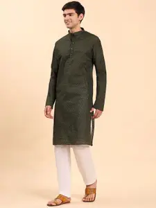Pro-Ethic STYLE DEVELOPER Men Embroidered Regular Sequinned Pure Cotton Kurta with Pyjamas