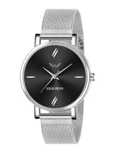 LOUIS DEVIN Women Brass Embellished Dial & Stainless Steel Bracelet Style Straps Analogue Watch