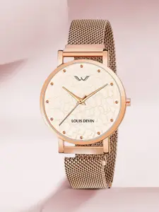 LOUIS DEVIN Women Brass Dial & Straps Analogue Watch LD-RG141-RG