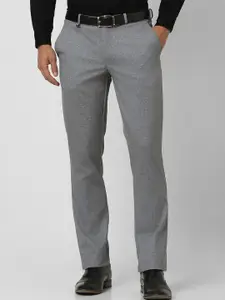 V Dot Men Textured Slim Fit Trousers