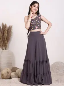 Inddus Girls Embroidered Thread Work Ready to Wear Lehenga &