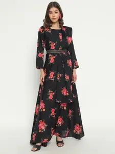 Raiyani Fashion Floral Print Applique Fit & Flare Maxi Dress