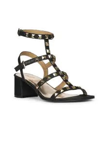 Saint G Embellished Leather Block Sandals