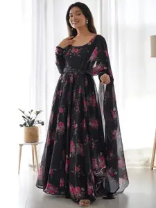 Raiyani Fashion Printed Fit And Flare Ethnic Dresses With Dupatta