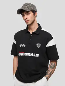 The Souled Store Men Racer Typography Printed Polo Collar Oversized Polo