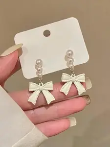 SUBHAGALANKAR Gold-Plated Artificial Pearls Beaded Contemporary Drop Earrings