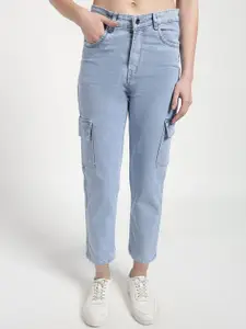 The Roadster Lifestyle Co Women Pure Cotton Mom Fit Cargo Jeans