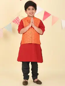 Fabindia Boys Geometric Printed Flared Sleeves Gotta Patti Kurta