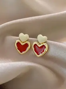 SUBHAGALANKAR Gold-Plated Heart Shaped Drop Earrings