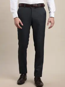 Turtle Men Textured Tailored Slim Fit Trousers