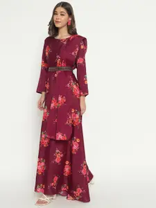 Raiyani Fashion Floral Print Applique Fit & Flare Maxi Dress