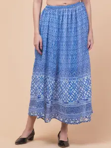 Hive91 Printed Pure Georgette Midi Skirt