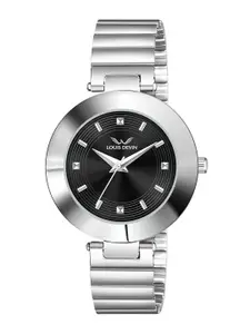 LOUIS DEVIN Women Brass Dial & Stainless Steel Bracelet Style Straps Analogue Watch LD-RD177-BLCK