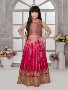 Tiny Kingdom Girls Embroidered Sequinned Ready to Wear Lehenga & Blouse With Dupatta