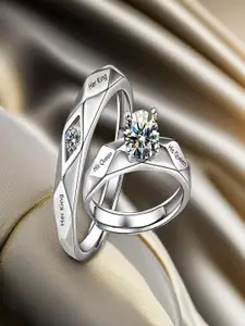 DIVASTRI Set Of 2 Crystal Studded Couple Finger Ring