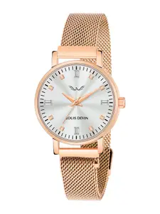 LOUIS DEVIN Women Brass Embellished Dial & Bracelet Style Straps Analogue Watch LD-RG184-SLV