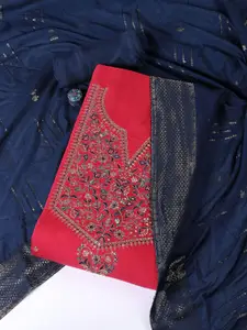 Meena Bazaar Embroidered Art Silk Unstitched Dress Material