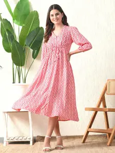 DECKEDUP Print Fit & Flare Midi Dress