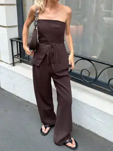 MIAKEE Off-Shoulder Top With Trousers Co-Ords Set