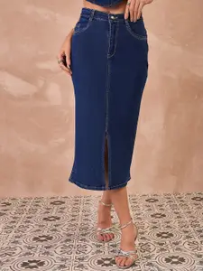 all about you Front Slit Pure Cotton Midi Skirt