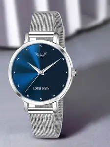 LOUIS DEVIN Women Brass Dial & Stainless Steel Straps Analogue Watch LD-L144-BLU-CH