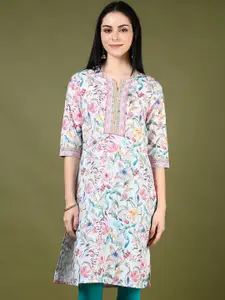 V-Mart Women Floral Printed Mirror Work Kurta