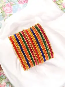 FEMMIBELLA 26 Pcs Gold Plated thread Bangles Set