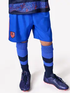 Kipsta By Decathlon Kids' Football Shorts Viralto - Blue with Red Strip