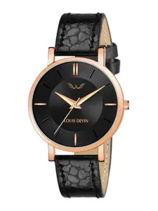 LOUIS DEVIN Women Brass Dial & Straps Analogue Watch LD-RG137-ST-BLK