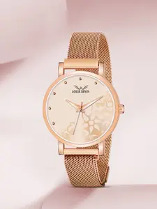 LOUIS DEVIN Women Brass Dial & Straps Analogue Watch LD-RG154-RG