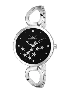 LOUIS DEVIN Women Brass Embellished Dial & Stainless Steel Bracelet Style Straps Analogue Watch