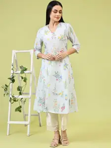 W Women Floral Printed Sequinned Kurta