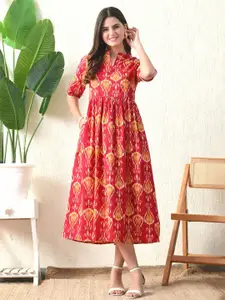 DECKEDUP Print Empire Midi Dress