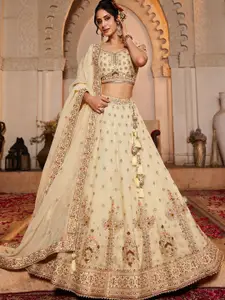 panchhi Embroidered Beads and Stones Semi-Stitched Lehenga & Unstitched Blouse With Dupatta