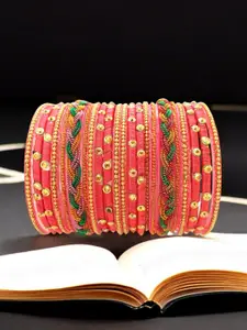 FEMMIBELLA Set Of 18 Stone Studded Chuda Bangles
