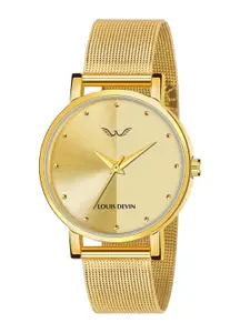 LOUIS DEVIN Women Brass Dial & Straps Analogue Watch LD-GLD144-GOLD