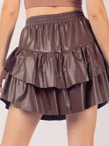 PANKH Leather Mini Skort Skirt