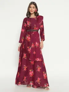 Raiyani Fashion Floral Print Applique Fit & Flare Maxi Dress