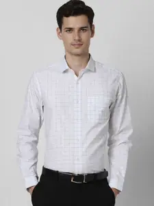 Peter England Men Slim Fit Grid Tattersall Checks Opaque Checked Formal Shirt