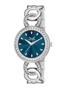 LOUIS DEVIN Women Brass Dial & Stainless Steel Straps Analogue Watch LD-JWL174-BLUE
