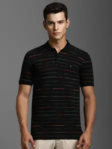 Louis Philippe Sport Men Striped Polo Collar Slim Fit T-shirt