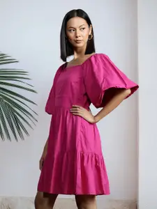 all about you Puff Sleeve Fit & Flare Dress