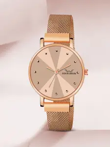 LOUIS DEVIN Women Brass Embellished Dial & Bracelet Style Straps Analogue Watch LD-RG173-RG
