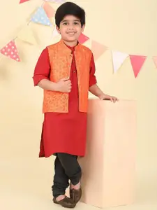 Fabindia Boys Geometric Printed Thread Work Kurta