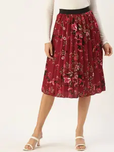 Moda Rapido Floral Printed A-Line Midi Skirt