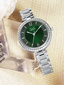 LOUIS DEVIN Women Brass Dial & Stainless Steel Straps Analogue Watch LD-ZL181-GRN