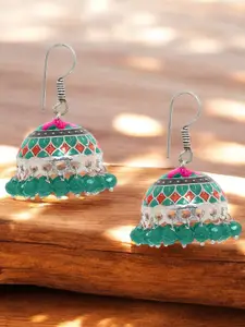 OOMPH Artficial Beaded Meenakari Dome Shaped Jhumkas