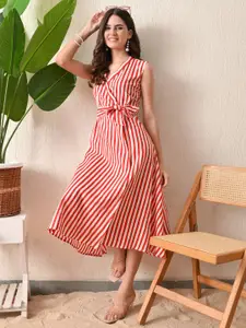 DECKEDUP Striped Midi Dress